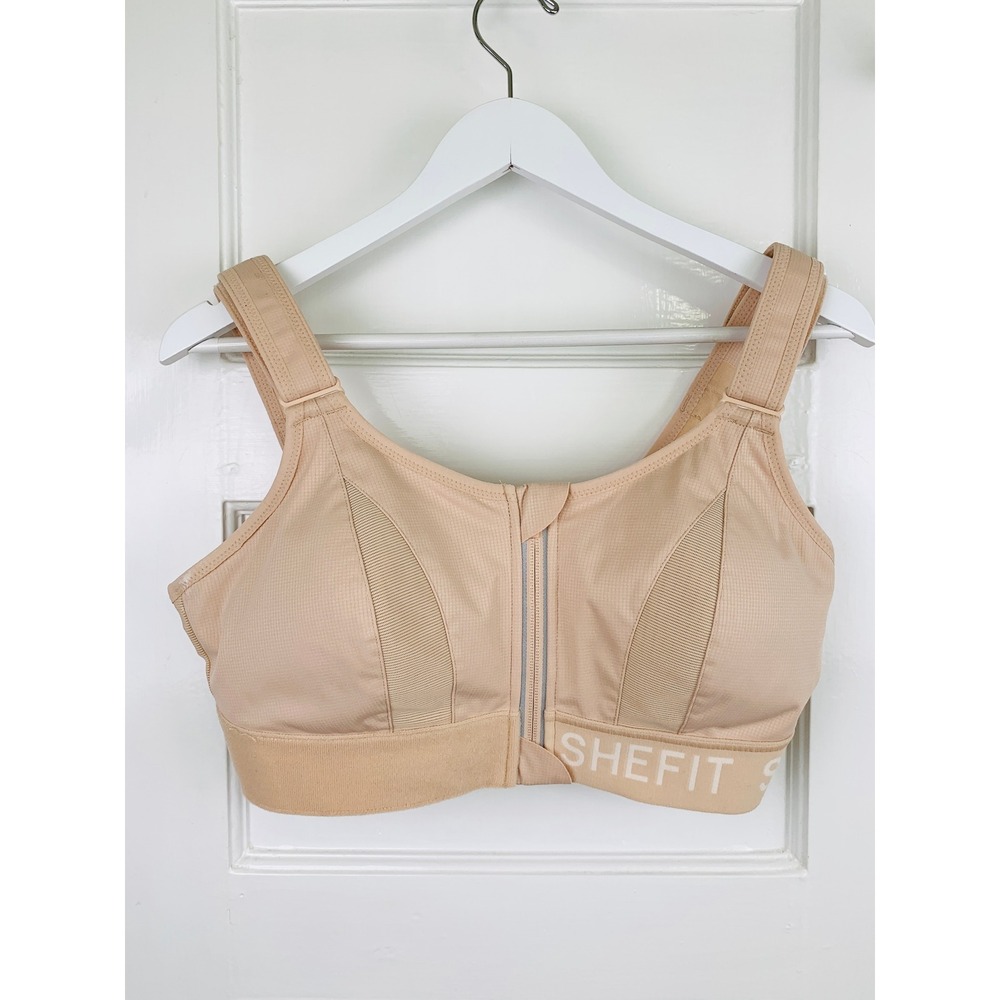 Shefit Ultimate Sports Bra Sandstorm Beige High Impact Front Zip Sz 1 Luxe NWOT - Picture 6 of 16
